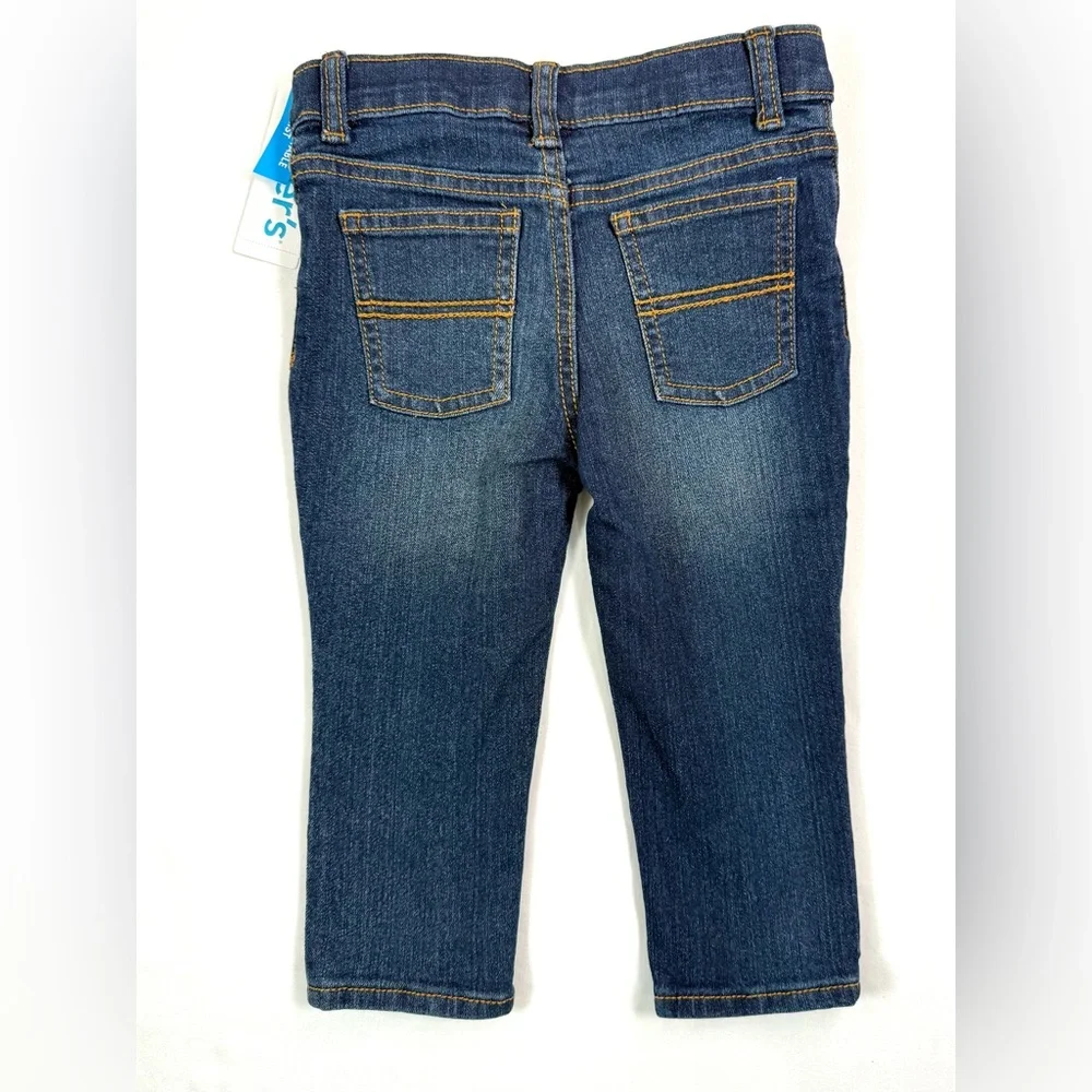 NWT CARTER’S Baby Straight Leg‎ Jeans 18m Adjustable Waist Dark Blue Classic NEW